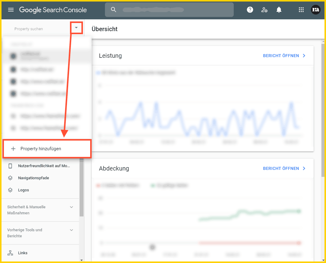 Google Search Console einrichtigen - Property hinzufügen