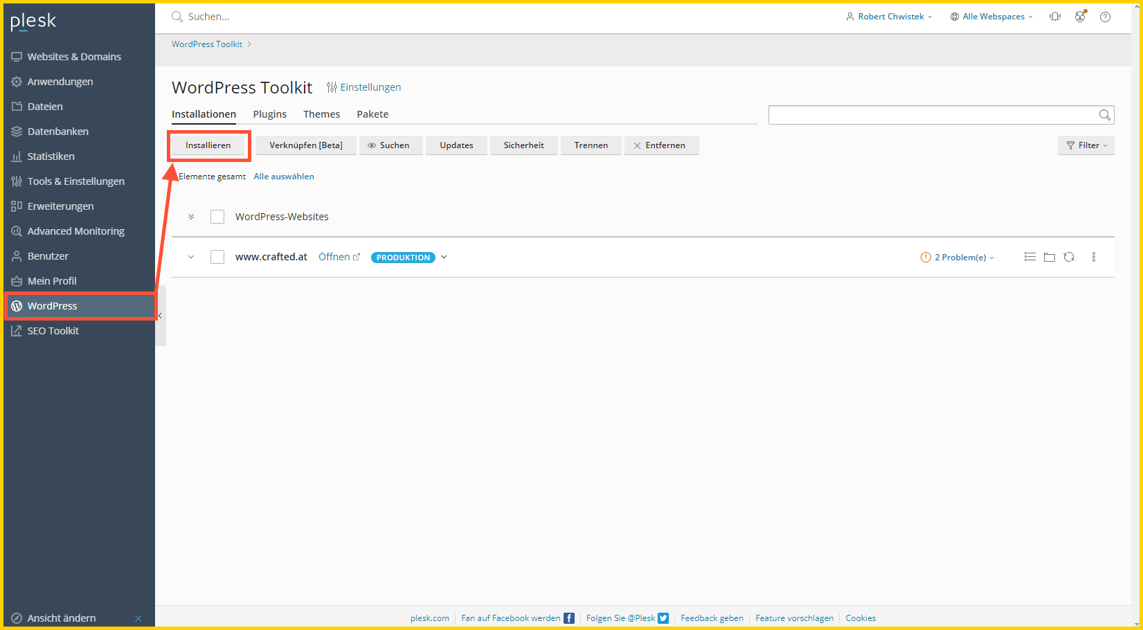 WordPress-Installation starten