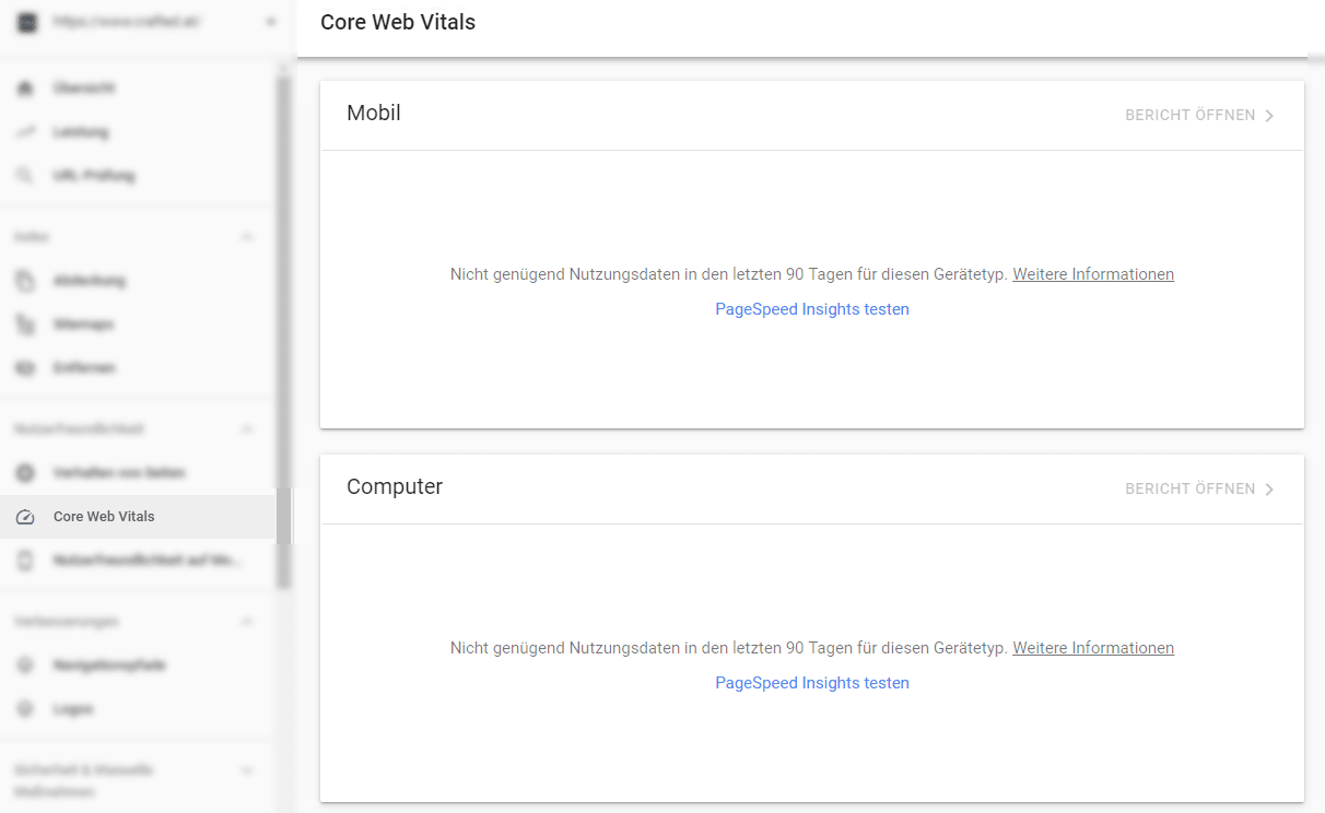 Search Console ohne Daten