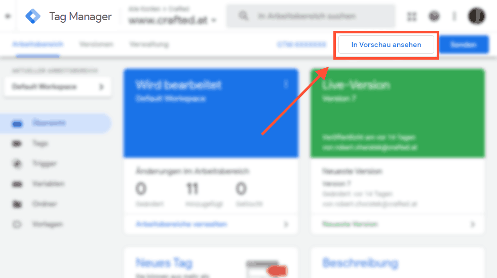 Anpassungen im Tag Manager testen